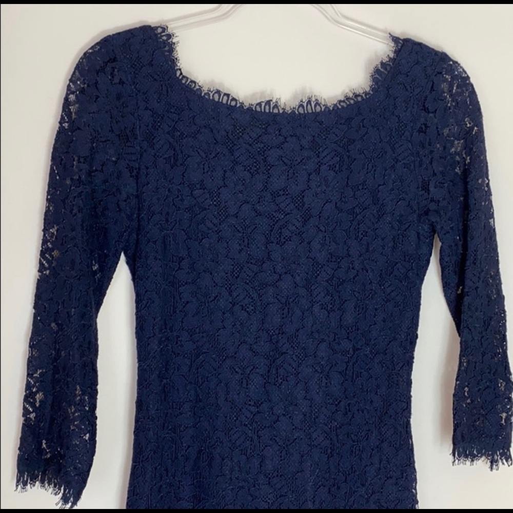 Diane von Furstenberg Zarita navy lace dress size 2 - Picture 3 of 8